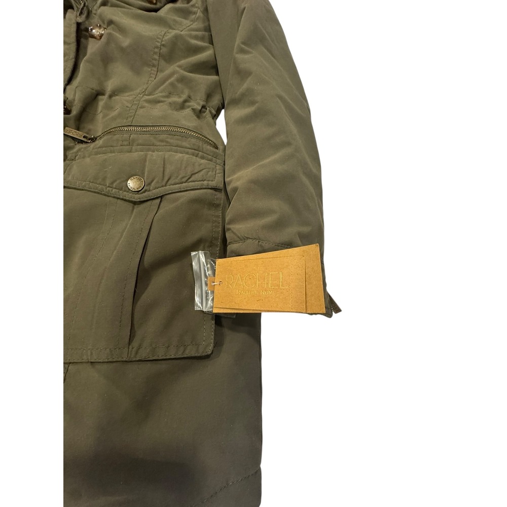 Rachel Rachel Roy Womens Olive Green Faux Fur Hooded Parka Jacket XS - Picture 9 of 13